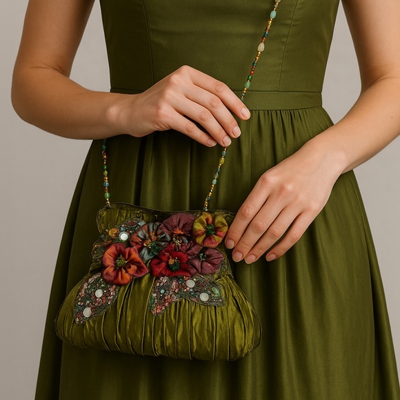 Mary Frances Handcrafted Vintage Handbag | Beaded Taffeta Purse NWT - Picture 2 of 6